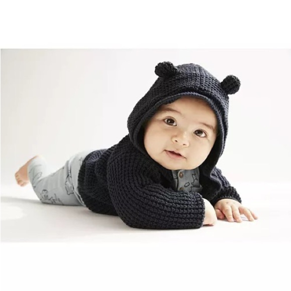 Carter’s Baby Boy 6 Months Cotton Hooded Cardigan Sweater Navy Blue Heavy